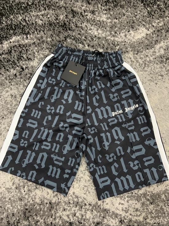 Palm Angels Other - Palm Angels Classic Logo Striped PA Letters Track Shorts Grey Mens Size Large